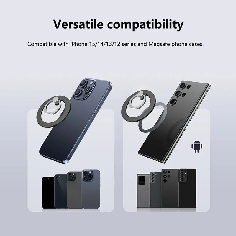 Magnetic Phone Ring Holder for iPhone 15 14 13 12 Magsafe Accessories - Magnetic Phone Grip - Adjustable Phone Finger Ring Grip