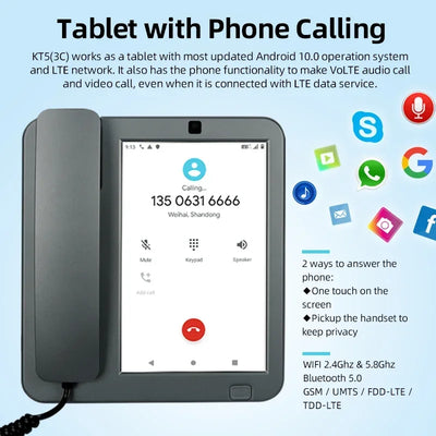 4G Android 10 vivid 8 inch IPS touch screen  Fixed Wireless Cordless Desktop Phone with VoLTE, WIFI,BT HOTSPOT  for home eldly