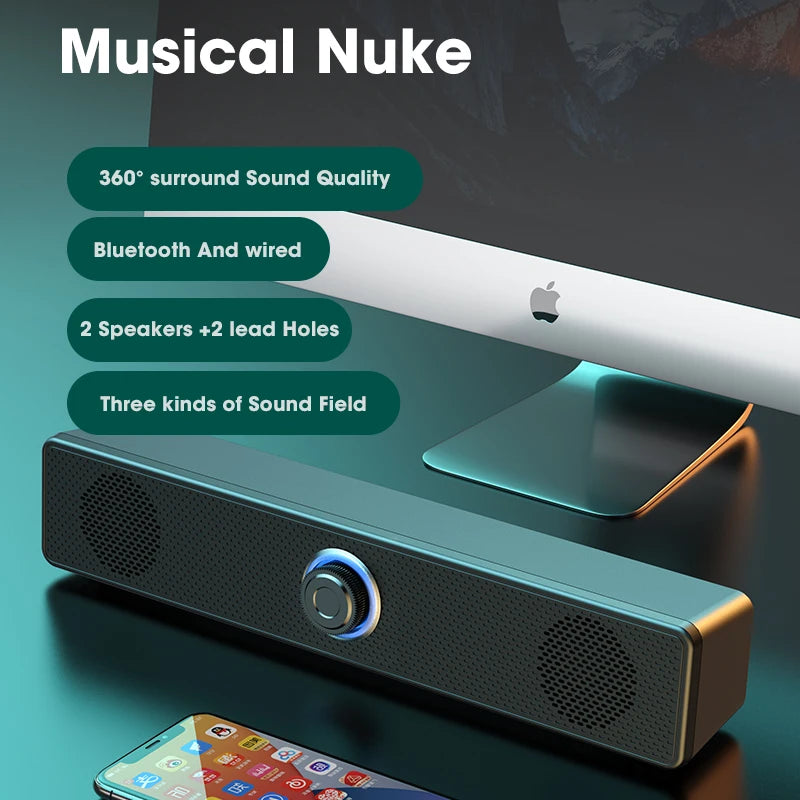 Soundbar Computer PC TV Laptop Desktop Wired Wireless Bluetooth Speaker Sound Box Bar Music Portable Caixa De Som Audio System