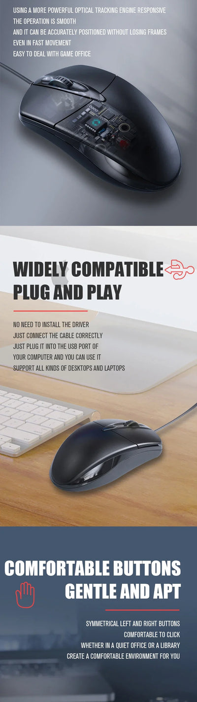 Gamer PC Laptop Notebook Computer Mouse Mice USB Wired Computer Mouse Optical Mouse  for Office Home Use