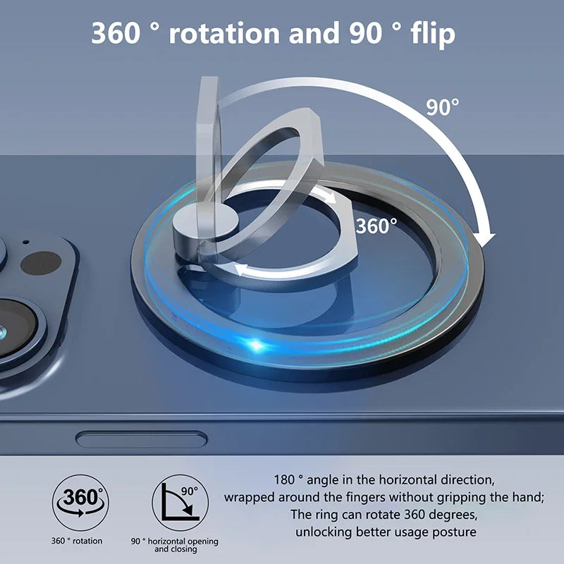Magnetic Phone Ring Holder for iPhone 15 14 13 12 Magsafe Accessories - Magnetic Phone Grip - Adjustable Phone Finger Ring Grip