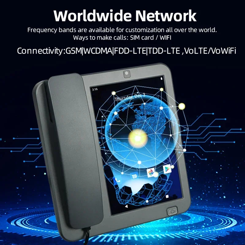 4G Android 10 vivid 8 inch IPS touch screen  Fixed Wireless Cordless Desktop Phone with VoLTE, WIFI,BT HOTSPOT  for home eldly
