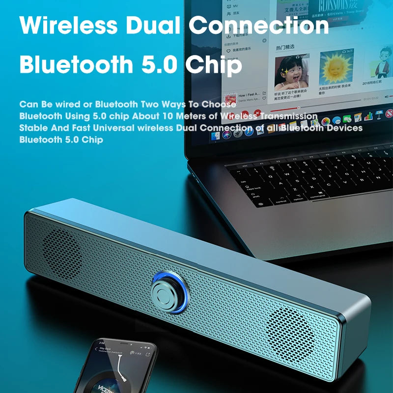 Soundbar Computer PC TV Laptop Desktop Wired Wireless Bluetooth Speaker Sound Box Bar Music Portable Caixa De Som Audio System