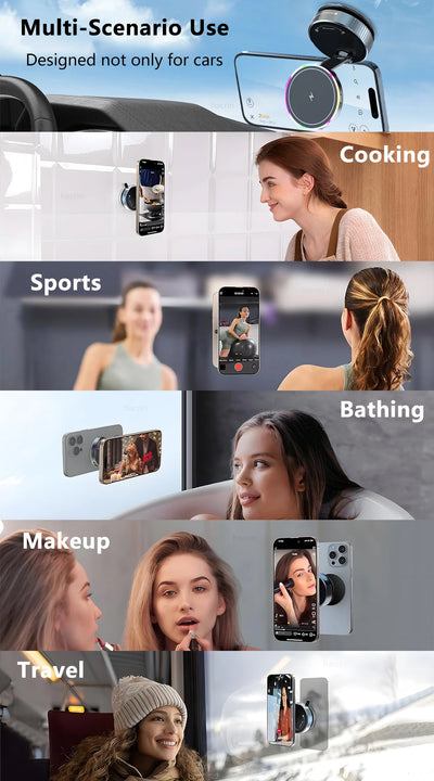 Car Wireless Charger For iPhone 17 16 15 14 13 12 Pro Max Magnetic Phone Charging Holder 360°Adjustable Suction Foldable Charger