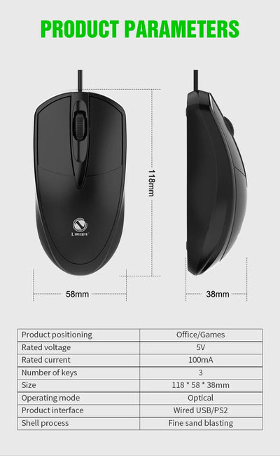 Wired Office Home Game Mouse Usb Computer Business Internet Cafe Desktop Application