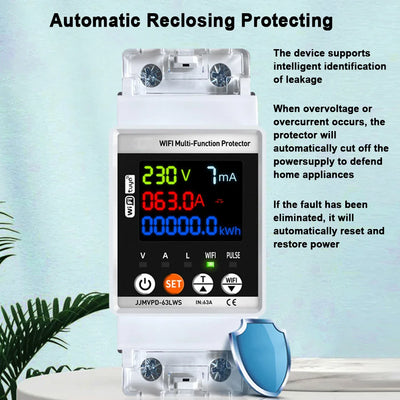 Smart WiFi Automatic Reclosuring Protector Intelligent Circuit Breaker Single Phase Reclosing Switch Voltage Protective Device