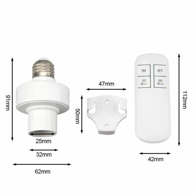 Smart Switch Wireless Remote Control E27 110V-240V Timer LED Lamp Holder Socket ON/OFF 15M Range Smart Device AA Battery Powered