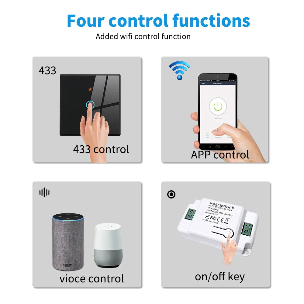 The TUYA smart switch-off device features wireless touch, Wi-Fi, remote control via the APP, and Alexa voice control
