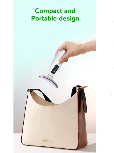 Smart Skin Care Device with 7 LED Lights, Lifting and Firming for Face and Double Chin, Easy to Use with Curved Handle