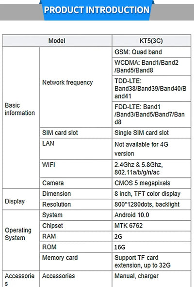 4G Android 10 vivid 8 inch IPS touch screen  Fixed Wireless Cordless Desktop Phone with VoLTE, WIFI,BT HOTSPOT  for home eldly