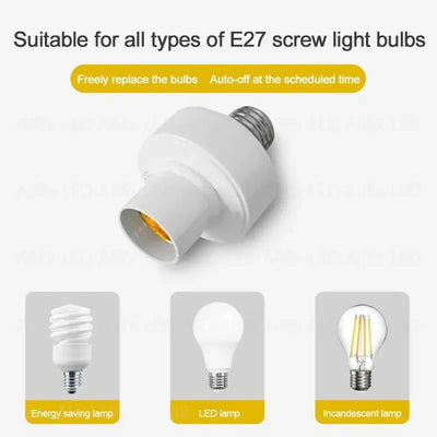 Smart Switch Wireless Remote Control E27 110V-240V Timer LED Lamp Holder Socket ON/OFF 15M Range Smart Device AA Battery Powered