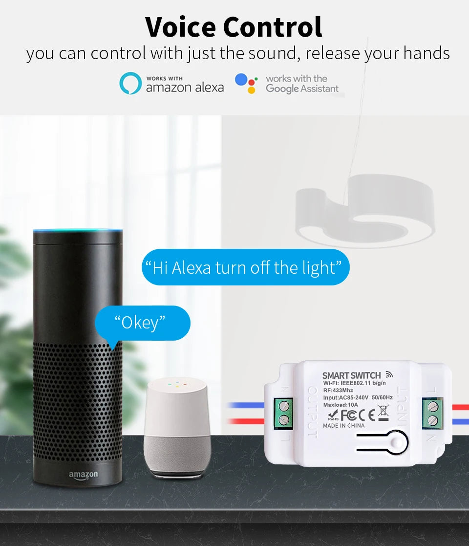 The TUYA smart switch-off device features wireless touch, Wi-Fi, remote control via the APP, and Alexa voice control