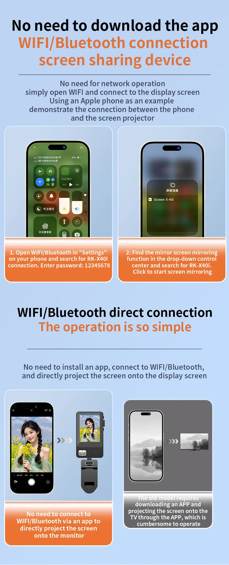 Smartphone Wireless Magnetic Monitor Screens Device Rear Camera Selfie for Phone Vlog Live Stream Video Recording Screen Phone