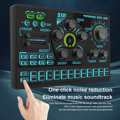 Sound Card Podcast Microphone Sound Card Microphone Sound Mixer live Sound Card Audio Mixing Console Amplifier for Livestreaming