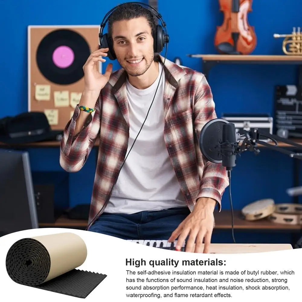 Sound Absorbing Panel Sound Pads Acoustic Panels Self Adhesive Acoustic Barrier for Car Studio Waterproof Sound Proof Padding