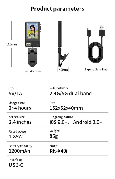 Smartphone Wireless Magnetic Monitor Screens Device Rear Camera Selfie for Phone Vlog Live Stream Video Recording Screen Phone