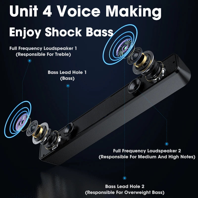 Soundbar Computer PC TV Laptop Desktop Wired Wireless Bluetooth Speaker Sound Box Bar Music Portable Caixa De Som Audio System