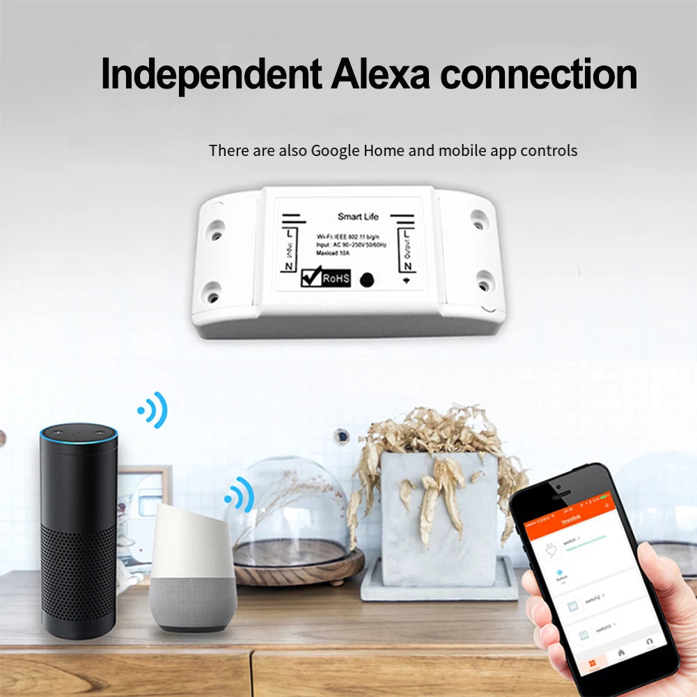 Smart WiFi Switch for Lights and Appliances Timer Functionality Manage Remotely via Smartphone or Voice Commands