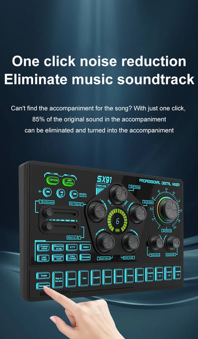 Sound Card Podcast Microphone Sound Card Microphone Sound Mixer live Sound Card Audio Mixing Console Amplifier for Livestreaming