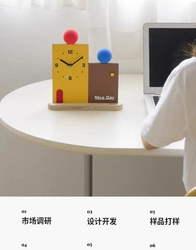Modern Creative Office Desktop Clock Porch Ornaments Bedroom Living Room Table Desk Clocks Watch Gifts Home Decoration