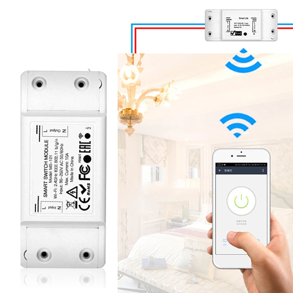 Smart WiFi Switch for Lights and Appliances Timer Functionality Manage Remotely via Smartphone or Voice Commands