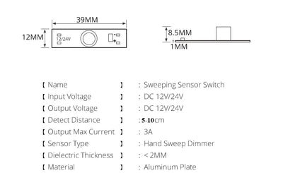 Smart Switch Module Sensor Motion Detector Finger Hand Sweep Sensor DC 12V 24V 3A Maximum 36W Power Light Switches