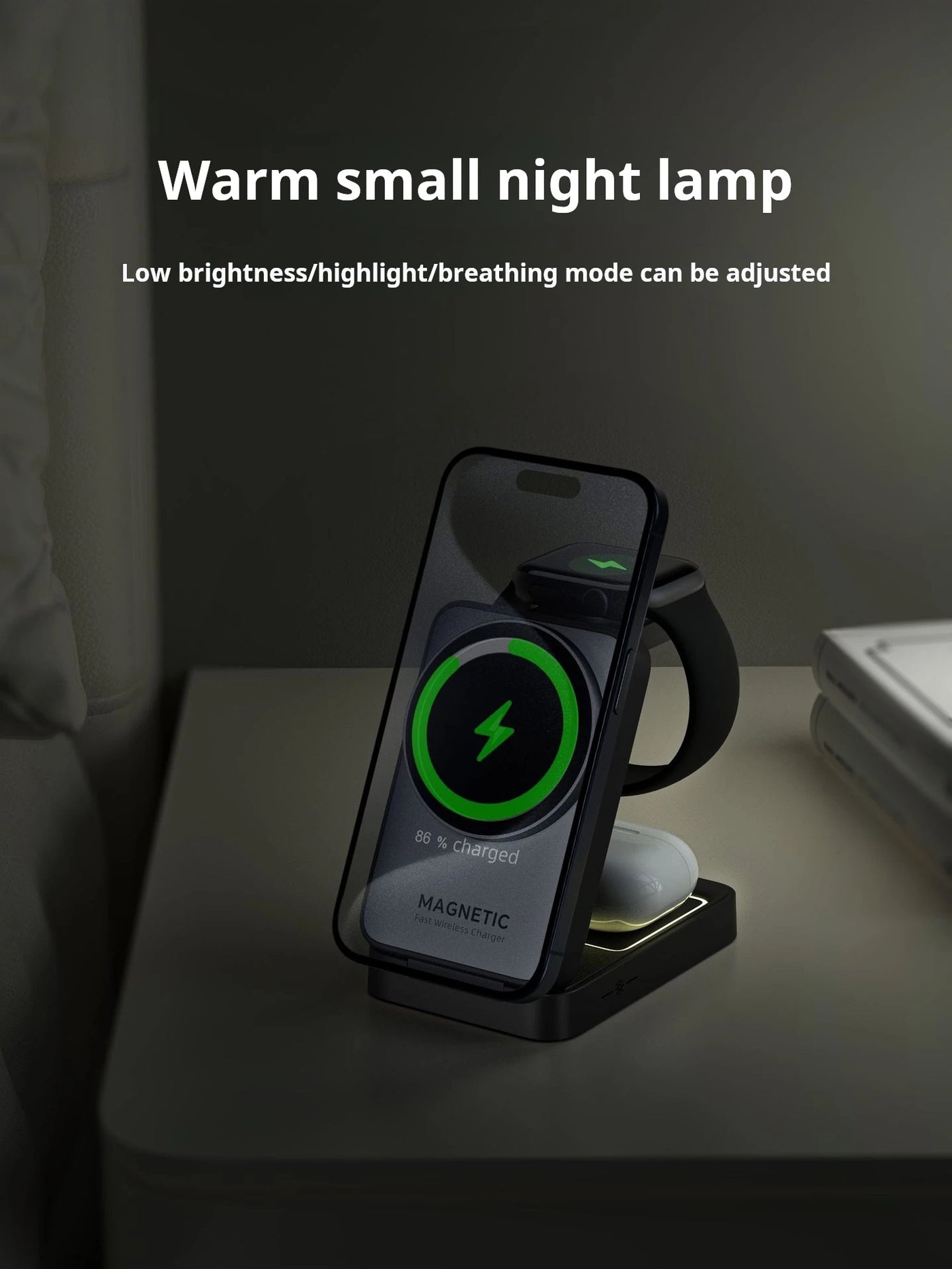 Magnetic 3 in 1 Foldable Wireless Charger for iPhone 16/15/14/13 Pro Max, AirPods, iWatch Fast Charging Stand