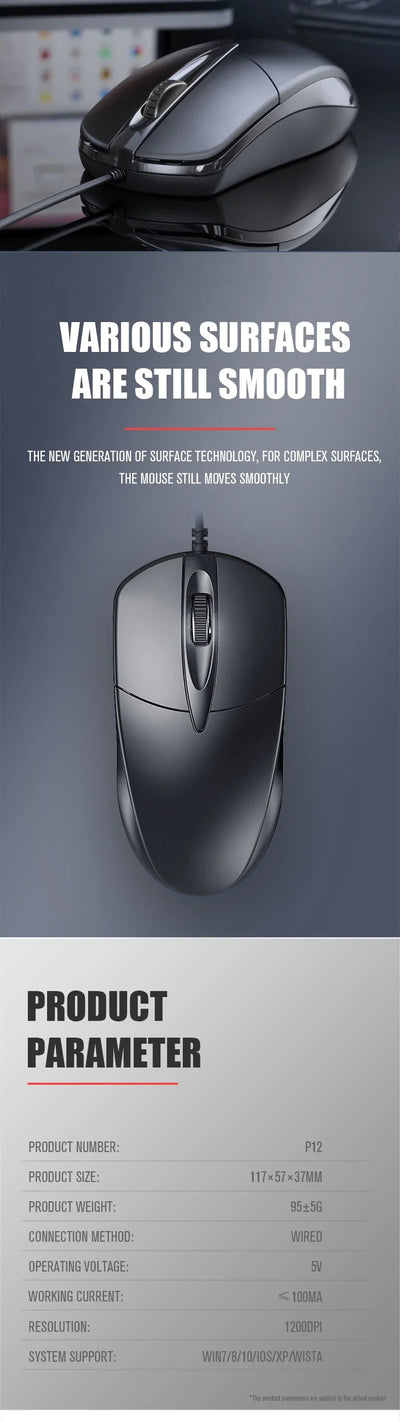 Gamer PC Laptop Notebook Computer Mouse Mice USB Wired Computer Mouse Optical Mouse  for Office Home Use