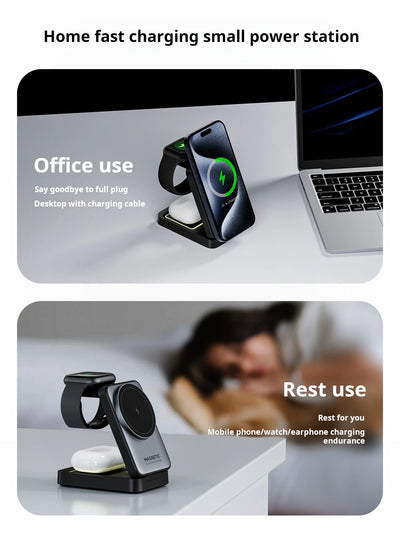 Magnetic 3 in 1 Foldable Wireless Charger for iPhone 16/15/14/13 Pro Max, AirPods, iWatch Fast Charging Stand
