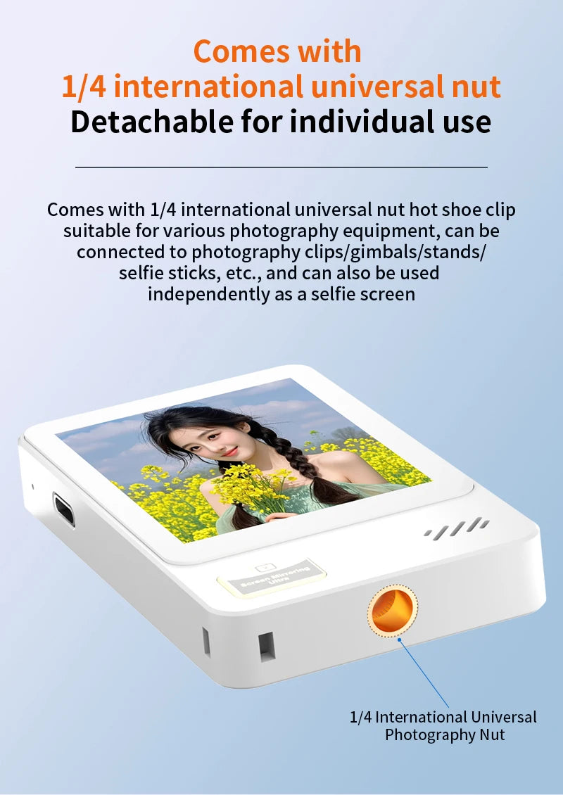 Smartphone Wireless Magnetic Monitor Screens Device Rear Camera Selfie for Phone Vlog Live Stream Video Recording Screen Phone