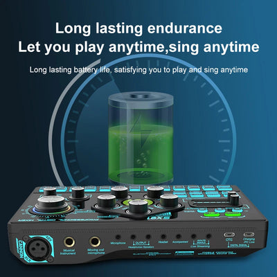 Sound Card Podcast Microphone Sound Card Microphone Sound Mixer live Sound Card Audio Mixing Console Amplifier for Livestreaming