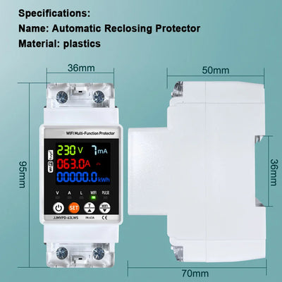 Smart WiFi Automatic Reclosuring Protector Intelligent Circuit Breaker Single Phase Reclosing Switch Voltage Protective Device